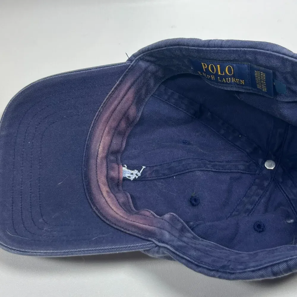 POLO RALPH LAUREN Hat Mens OS The Iconic Cotton Chino Ball Cap Buckle Twill Blue